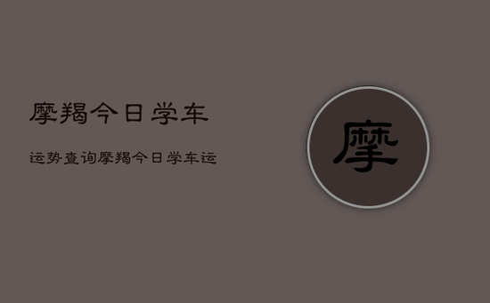 摩羯今日学车运势查询，摩羯今日学车运势