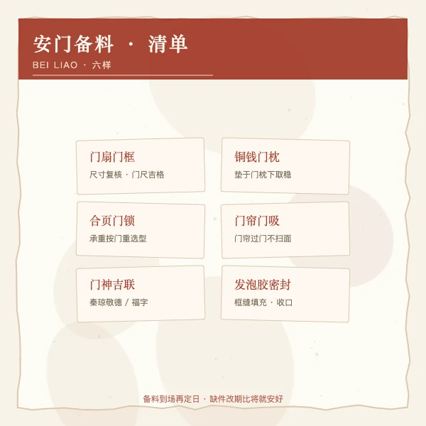 安门备料清单