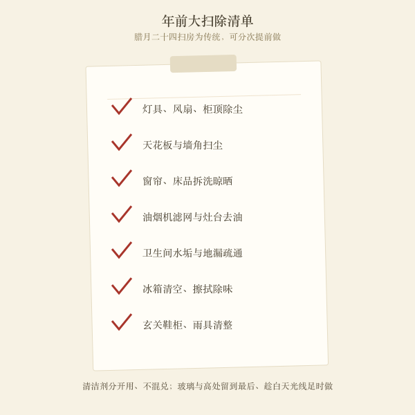 年前大扫除清单