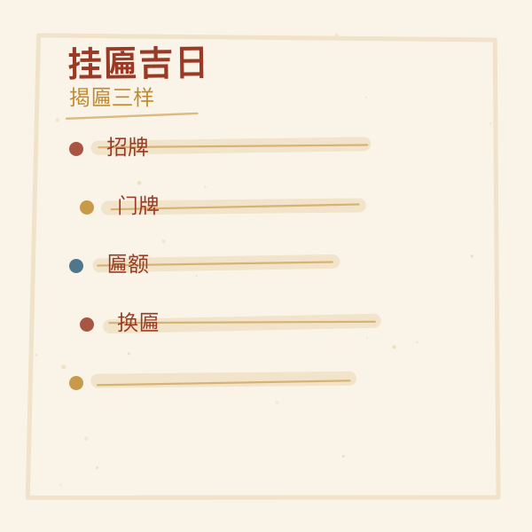 揭匾三样与备办清单